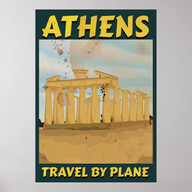 Póster Viagens vintage Atenas (Frente)