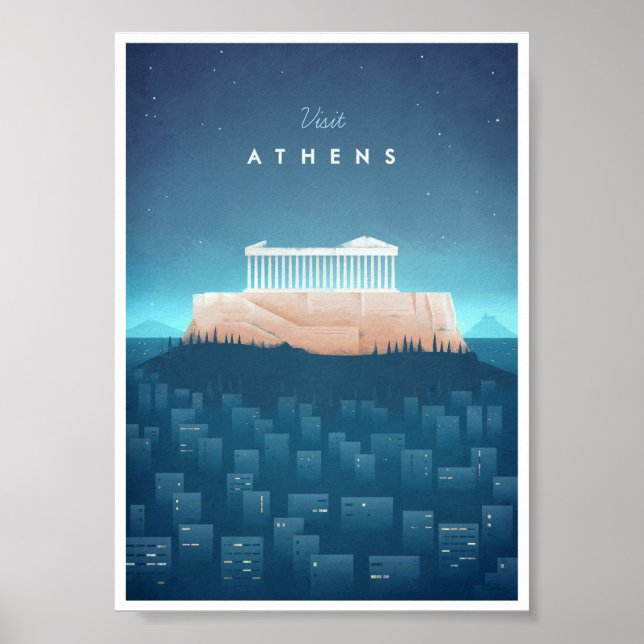Póster Viagens vintage Atenas (Frente)