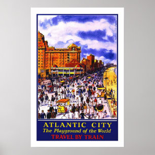 Póster Viagens vintage, Atlantic City