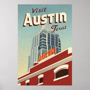 Póster Viagens vintage Austin Texas