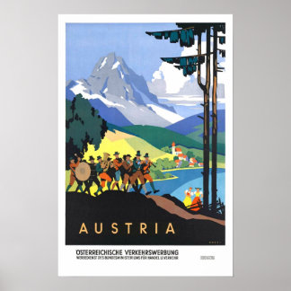 Póster Viagens vintage, Áustria
