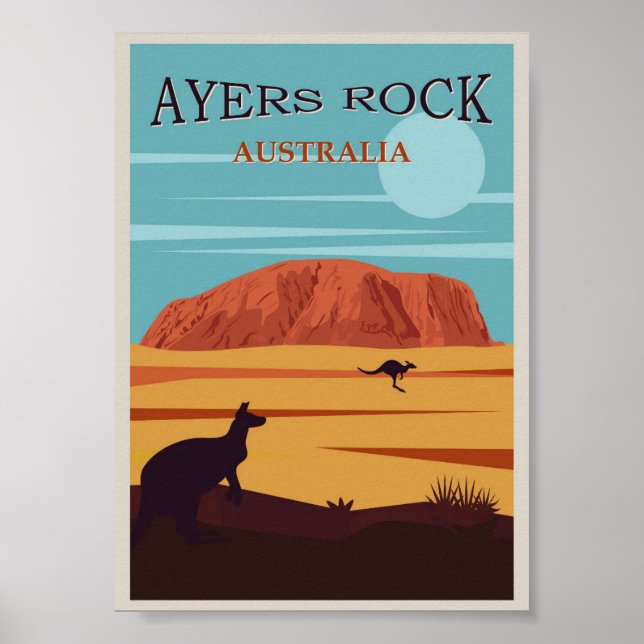 Poster Viagens vintage Ayers Rock Austrália (Frente)