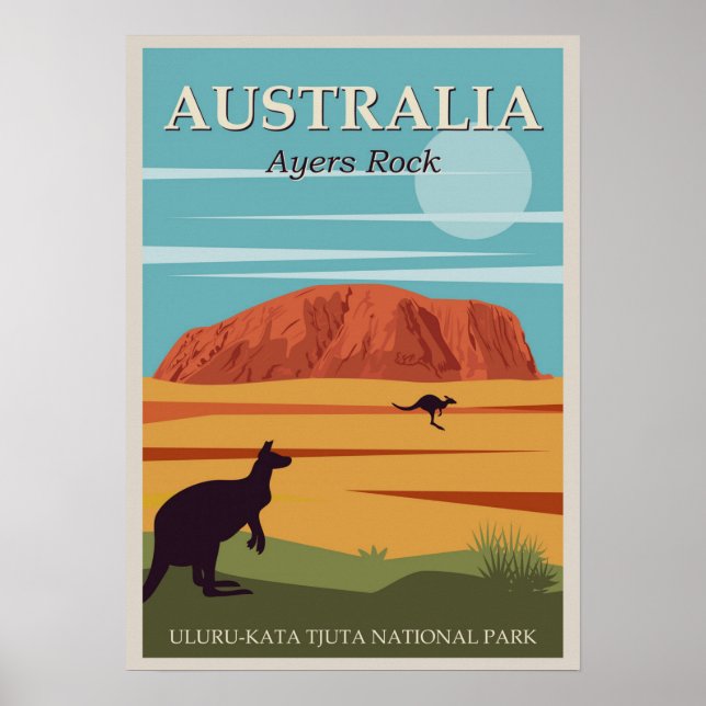 Poster Viagens vintage Ayers Rock da Austrália (Frente)