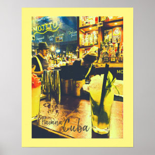 Poster Viagens vintage bar Havana Cuba Mojito