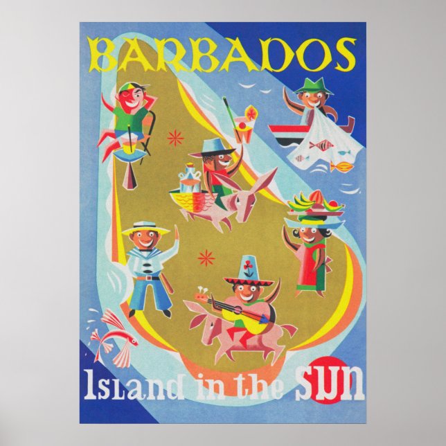 Poster Viagens vintage Barbados (Frente)