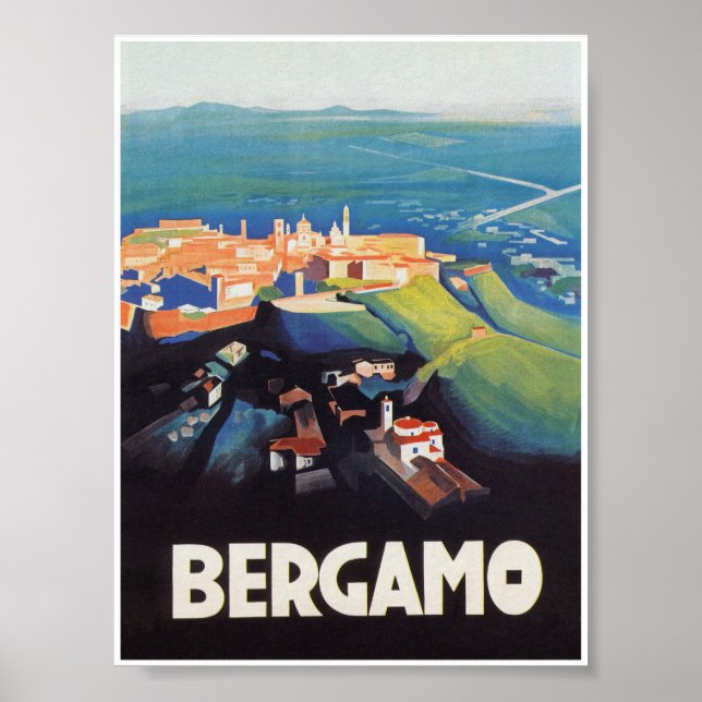 Poster Viagens vintage Bergamo Itália (Frente)