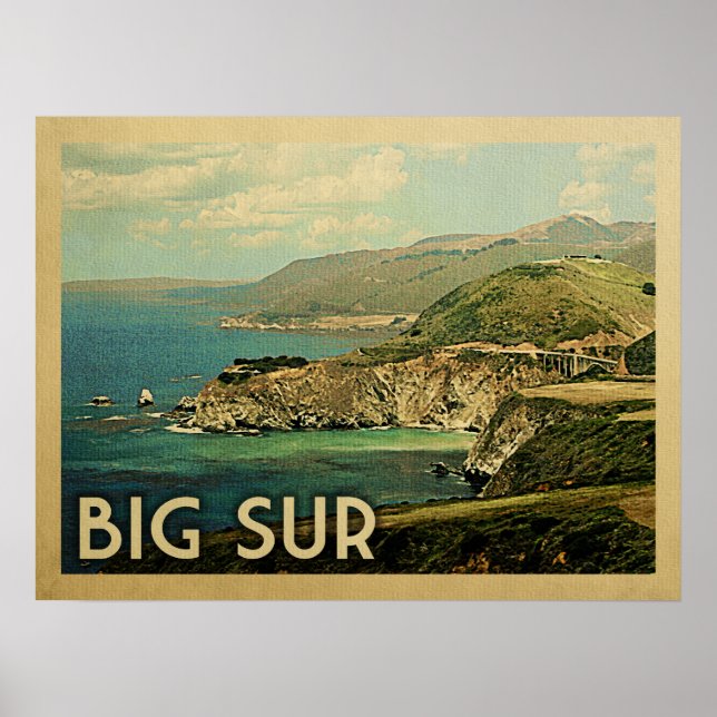 Poster Viagens vintage Big Sur California (Frente)