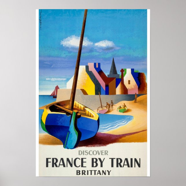 Poster Viagens vintage - Bretanha - Bretagne France Poste (Frente)