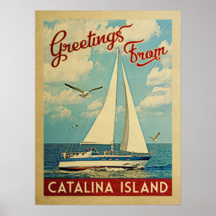 Poster Viagens vintage Califórnia do veleiro da ilha de