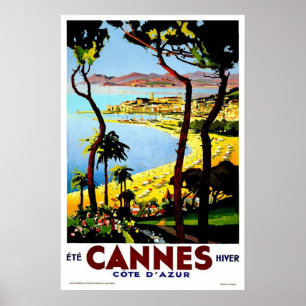 Póster Viagens vintage, Cannes