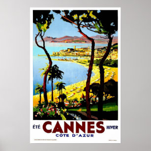 Póster Viagens vintage, Cannes