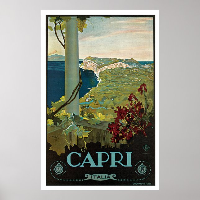 Póster Viagens vintage Capri Itália (Frente)