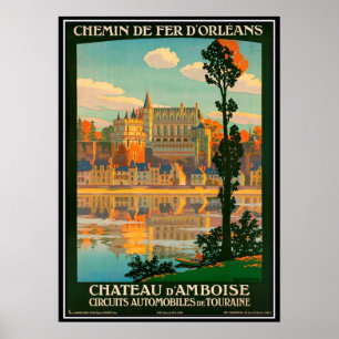 Póster Viagens vintage castelo de France, Amboise -