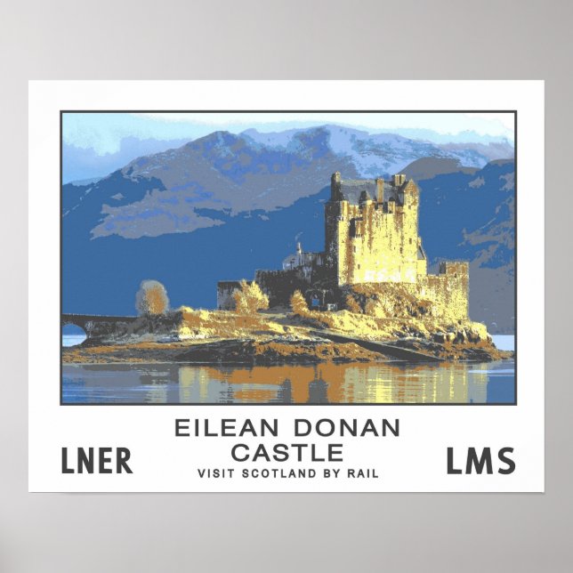 Póster Viagens vintage, Castelo Eilean Donan (Frente)