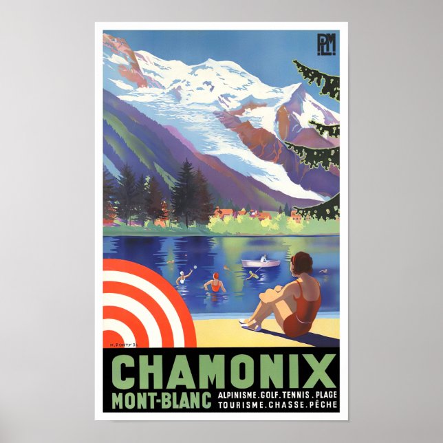 Poster Viagens vintage Chamonix França (Frente)