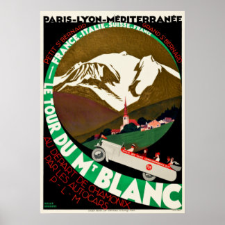 Poster Viagens vintage Chamonix Mont Blanc França