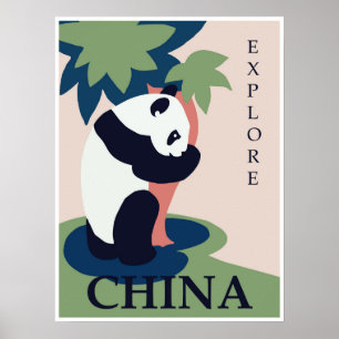 Poster Viagens vintage China Panda