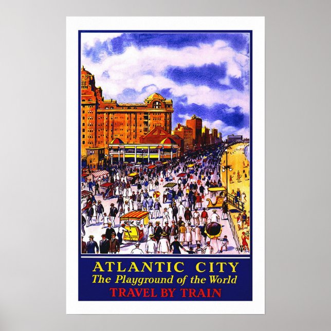 Póster Viagens vintage,Cidade Atlântica (Frente)