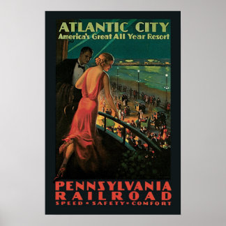 Póster Viagens vintage,Cidade Atlântica