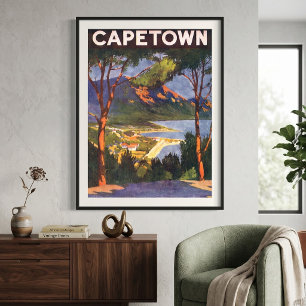 Póster Viagens vintage, Cidade do Cabo, uma Cidade na Áfr