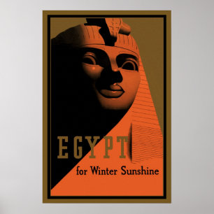 Poster Viagens vintage com Esfinge, Egito, África