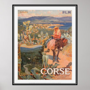 Póster Viagens vintage Córsega, Ajácio -
