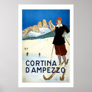 Póster Viagens vintage Cortina Itália