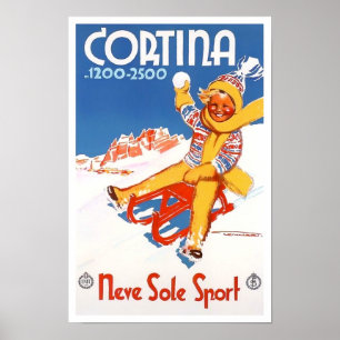 Poster Viagens vintage Cortina Itália