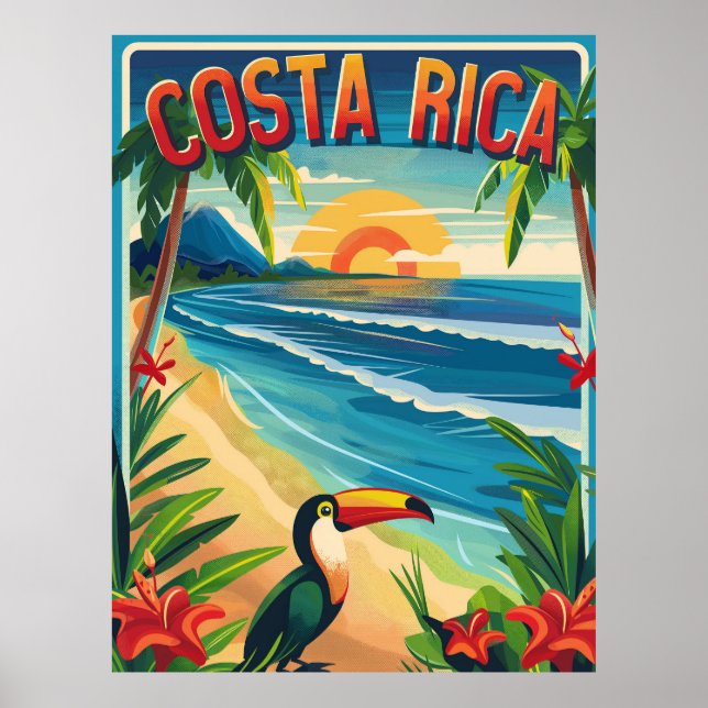 Poster Viagens vintage Costa Rica (Frente)