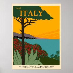 Poster Viagens vintage Costeira Amalfi Itália