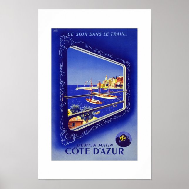 Poster Viagens vintage Cote D'azur France (Frente)