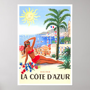 Poster Viagens vintage Cote D'Azur France