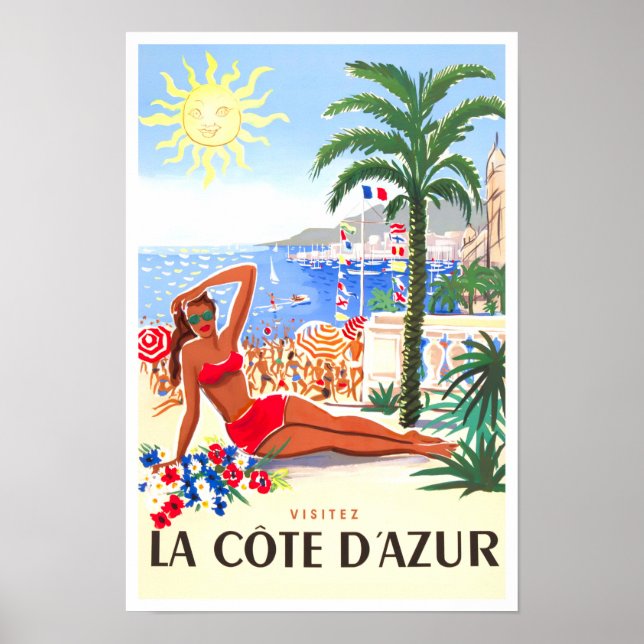Poster Viagens vintage Cote D'Azur France (Frente)