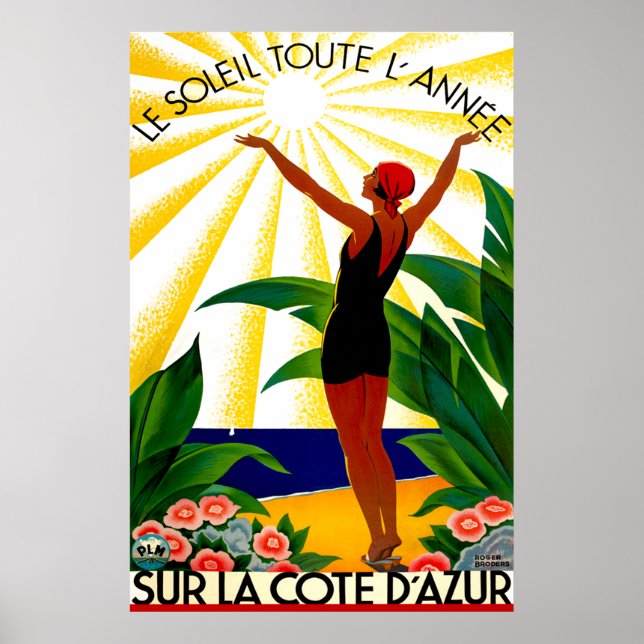 Poster Viagens vintage - Côte d'Azur - Riviera Francesa (Frente)