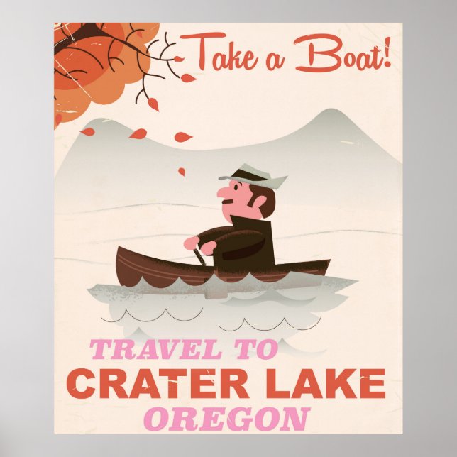 Póster Viagens vintage Crater Lake Oregon (Frente)