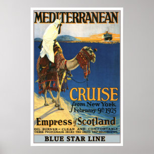 Póster Viagens vintage, cruzeiro mediterrâneo
