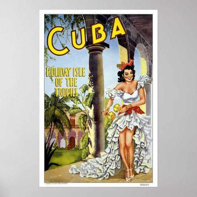 Póster Viagens vintage, Cuba (Frente)