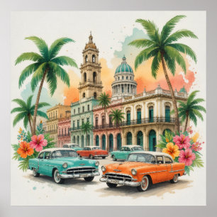 Poster Viagens Vintage Cuba - Saudações de Havana