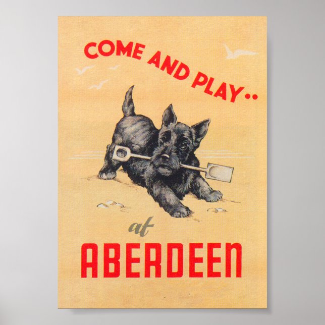 Poster Viagens vintage da Aberdeen Scotland (Frente)