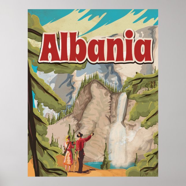 Póster Viagens vintage da Albânia (Frente)