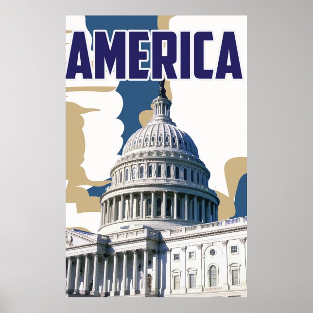 Póster Viagens vintage da América (Frente)
