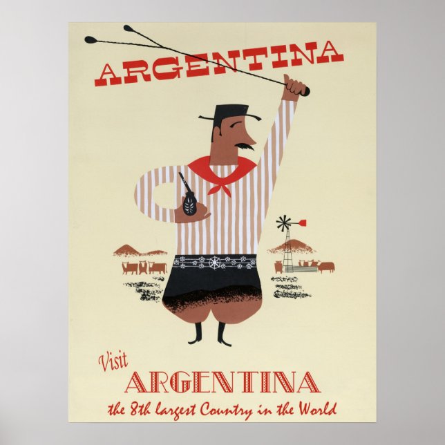 Poster Viagens vintage da Argentina (Frente)