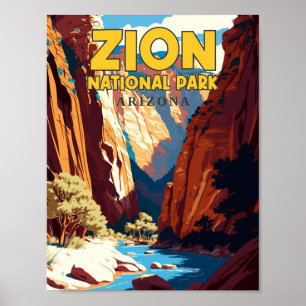 Poster Viagens vintage da Arizona do Zion National Park