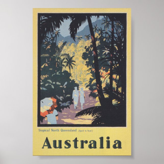 Poster Viagens vintage da Austrália (Frente)