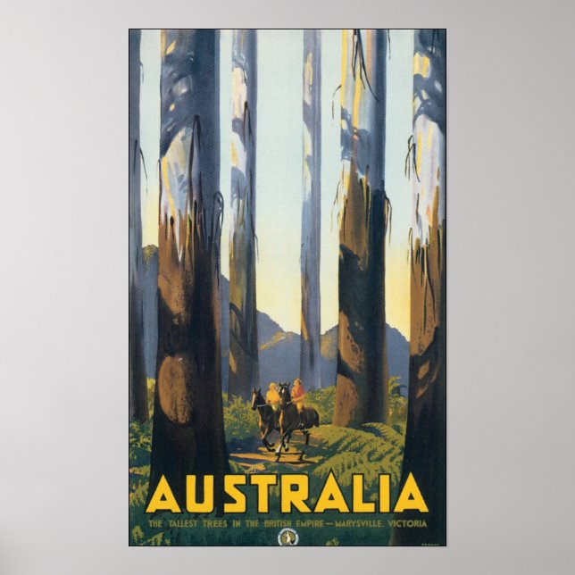 Póster Viagens vintage da Austrália (Frente)