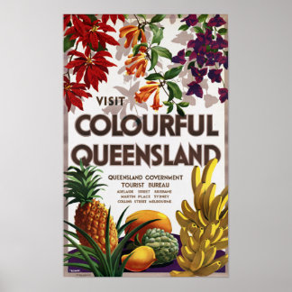 Póster Viagens vintage da Austrália de Queensland