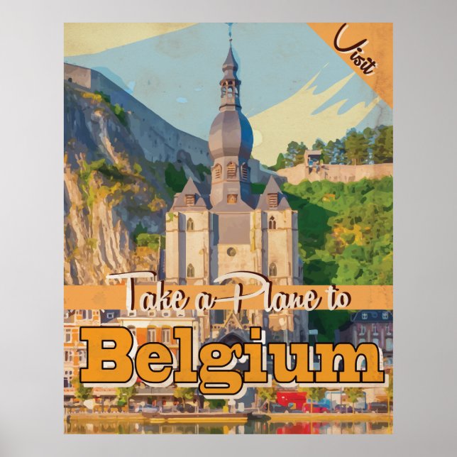 Póster Viagens vintage da Bélgica. (Frente)