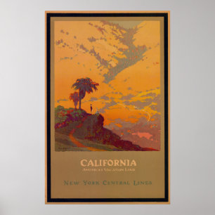 Póster Viagens vintage da Califórnia