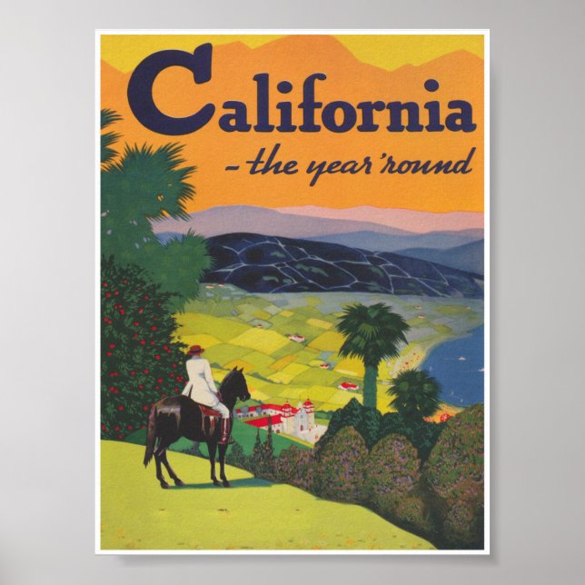Poster Viagens vintage da Califórnia (Frente)