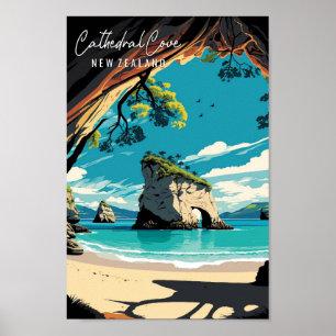 Poster Viagens vintage da Catedral da Nova Zelândia